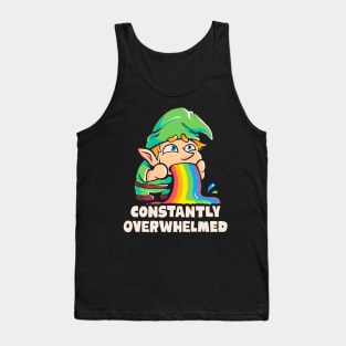 Constantly Overwhelmed - Funny Gnome Rainbow Gift Tank Top